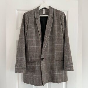 Mural Gray Plaid Blazer with Red Windowpane